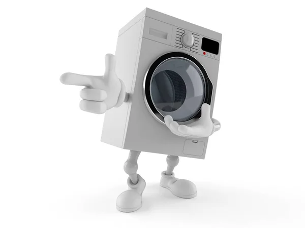 Washer character pointing finger — Stock Photo, Image