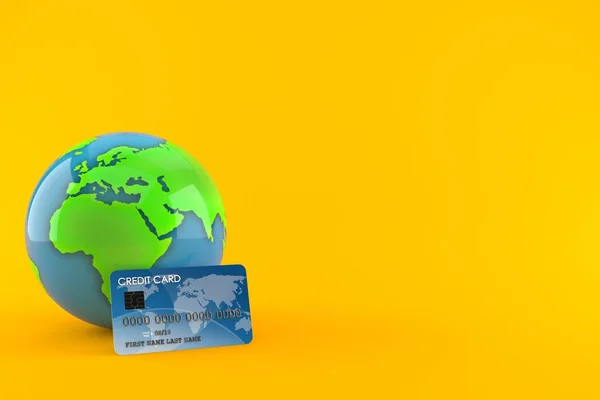 Wereldbol met credit card — Stockfoto