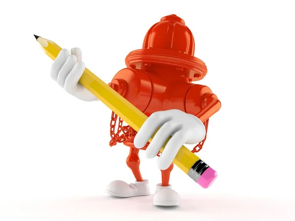 Carácter hidrante sosteniendo lápiz grande —  Fotos de Stock