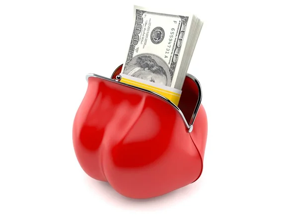 Доллар внутри красного кошелька — стоковое фото