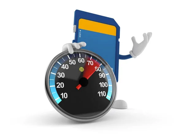 SD card character with speed meter — Stock Photo, Image