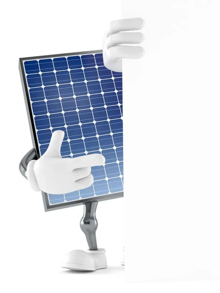 Personaje del panel fotovoltaico detrás de la pared blanca —  Fotos de Stock