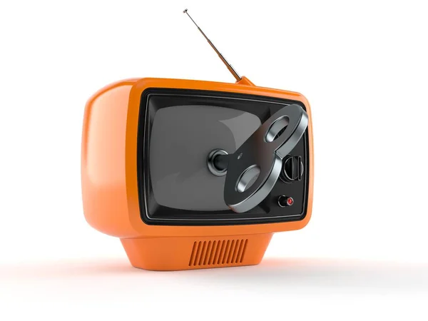 Alter Fernseher mit Uhrwerkschlüssel — Stockfoto