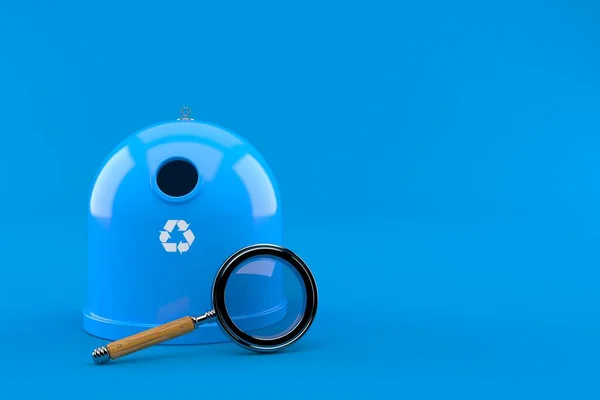 Recyclingbehälter mit Lupe — Stockfoto