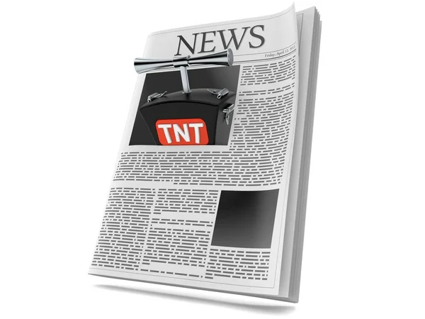 TNT detonador dentro del periódico — Foto de Stock