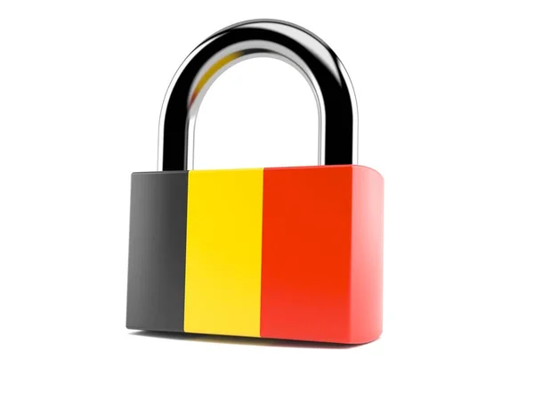 挂有比利时国旗的挂锁挂锁 — 图库照片