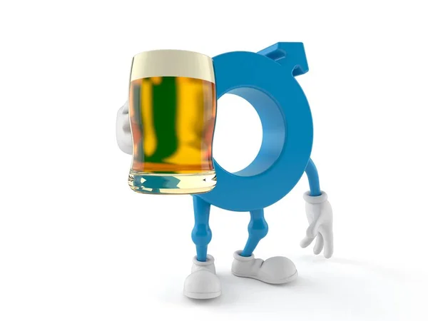 Man kön symbol karaktär hålla öl glas — Stockfoto
