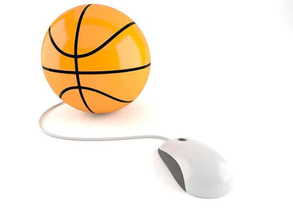 Basketball ball with computer mouse — Stock Photo, Image