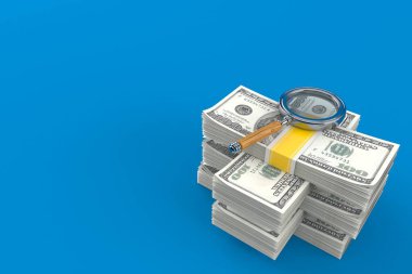Para yığınının üzerindeki büyüteç