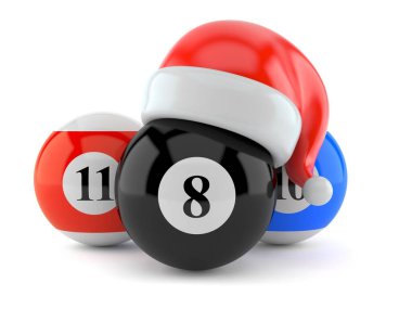 Noel Baba şapkalı bilardo topları