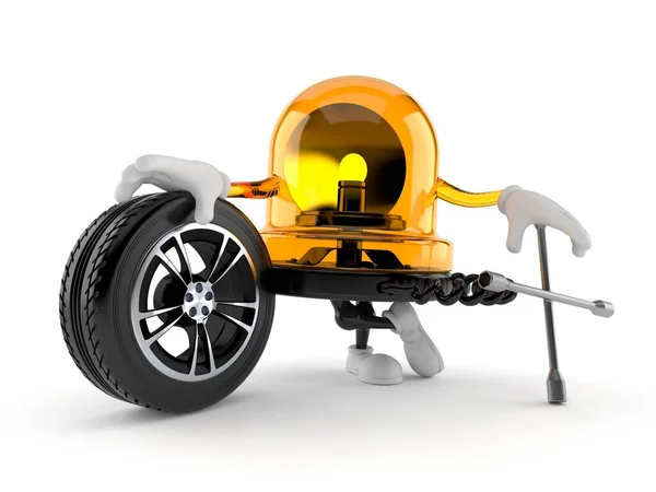Аварийная сирена с колесом и гаечным ключом — стоковое фото
