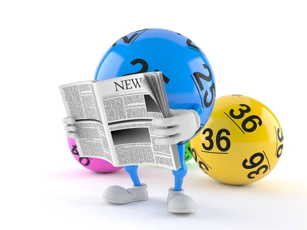 Lotto bola carácter lectura periódico — Foto de Stock