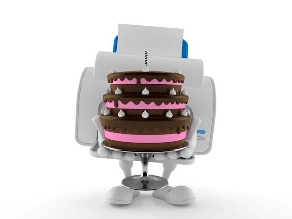 Printer karakter holding cake — Stockfoto