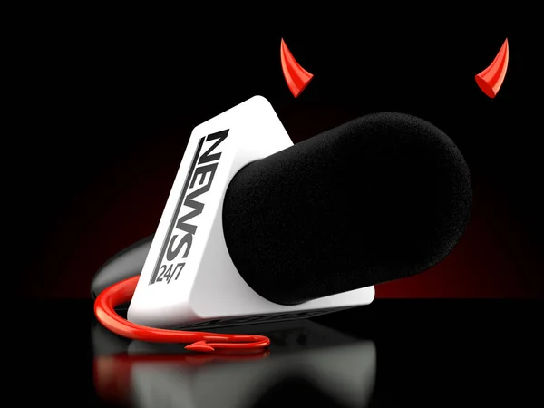 Interview microphone with devil horns and tail