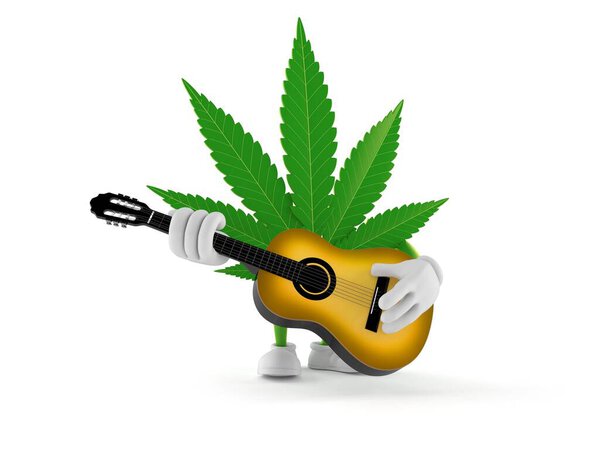 Cannabis character playing guitar