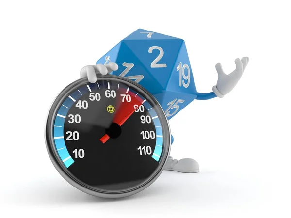 RPG dice character with speed meter — Stock Photo, Image