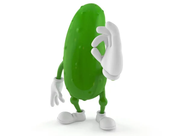 Personagem pepino com gesto ok — Fotografia de Stock