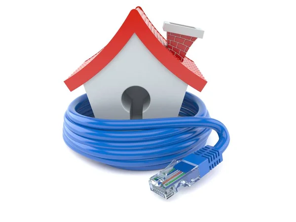 Small house with network cable — Stock Photo, Image