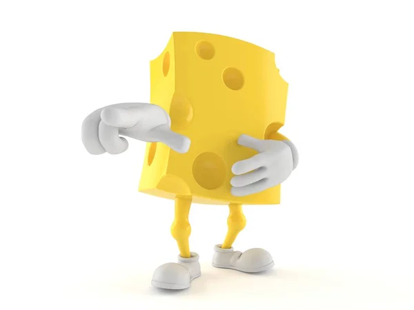 Caráter de queijo apontando dedo — Fotografia de Stock