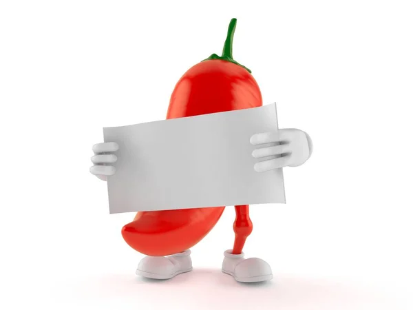 Het paprika karaktär med blankt papper — Stockfoto