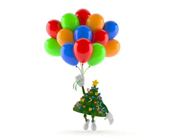 Albero di Natale personaggio volare con palloncini — Foto Stock