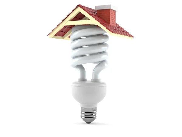 Light bulb cfl with roof — Stock Photo, Image