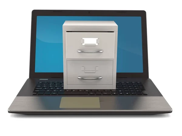 Archive with laptop — Stock Photo, Image