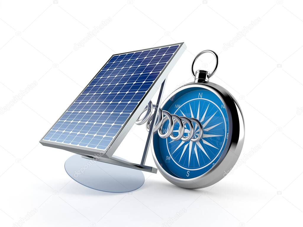 Photovoltaic panel with compass