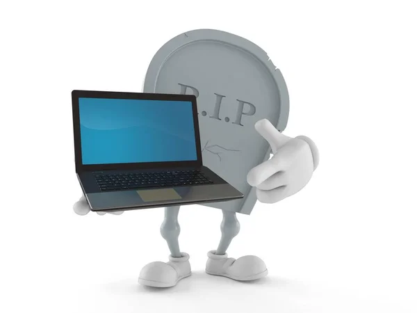 Dizüstü bilgisayar tutan mezar karakteri