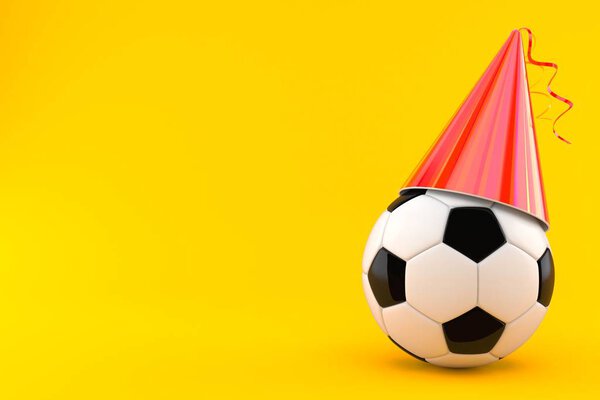 Soccer ball with party hat