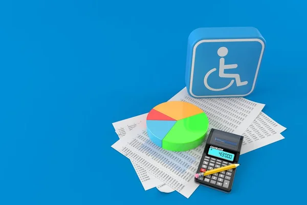 Símbolo Handicap con documentos y calculadora —  Fotos de Stock