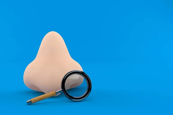 Nose with magnifying glass — Stock Photo, Image