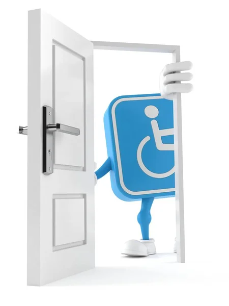 Karakter cacat berdiri dekat dengan pintu yang terbuka — Stok Foto