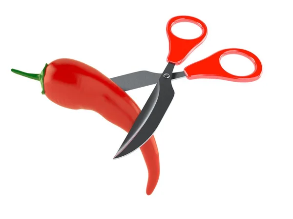 Hot paprika s nůžkami — Stock fotografie