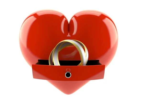 Anel de casamento dentro do coração — Fotografia de Stock