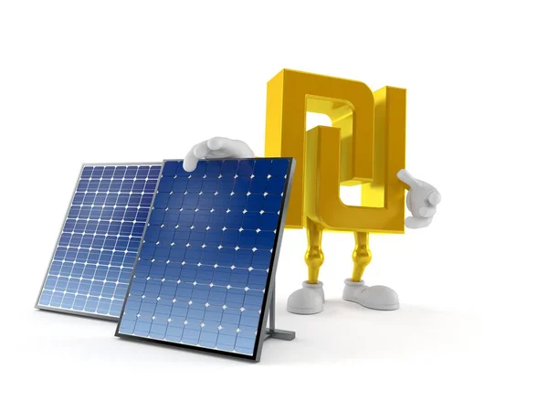 Carattere Shekel con pannello fotovoltaico — Foto Stock