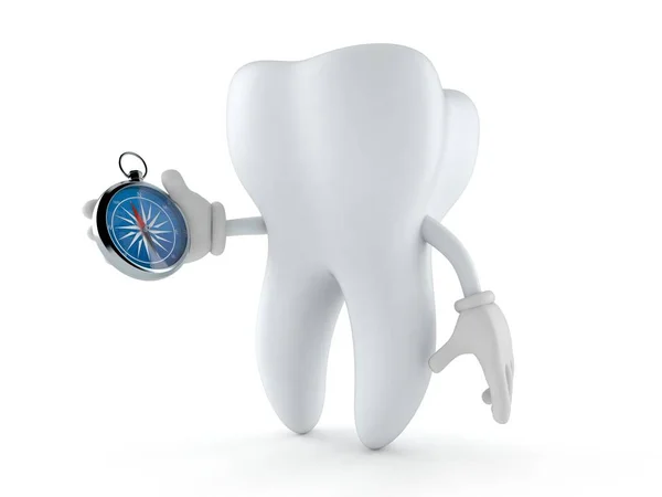 Personagem de dente segurando bússola — Fotografia de Stock