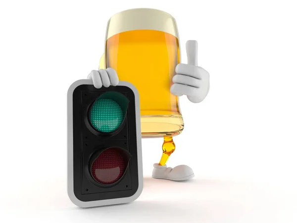 Personagem de cerveja com luz verde — Fotografia de Stock