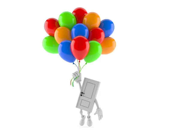 Personaje de la puerta volando con globos — Foto de Stock