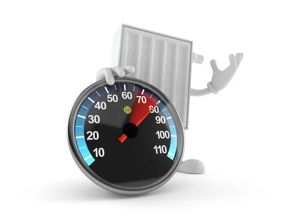 Radiator character with speed meter — Stock Photo, Image