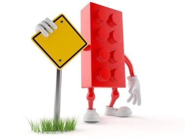 Boş yol işareti olan oyuncak blok karakteri
