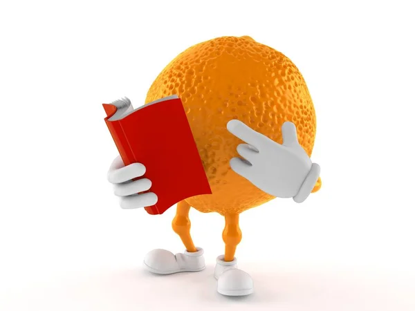Pomarańczowy charakter czytający książkę — Zdjęcie stockowe