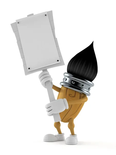 Personagem Paintbrush segurando sinal de protesto — Fotografia de Stock