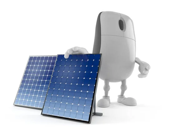 Personaje del ratón de ordenador con panel fotovoltaico —  Fotos de Stock