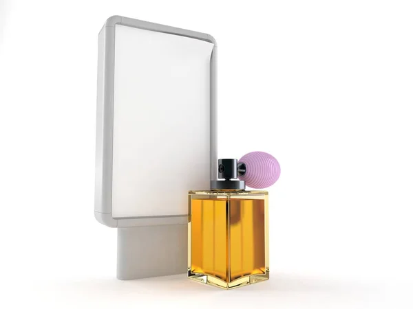 Frasco de perfume com outdoor em branco — Fotografia de Stock