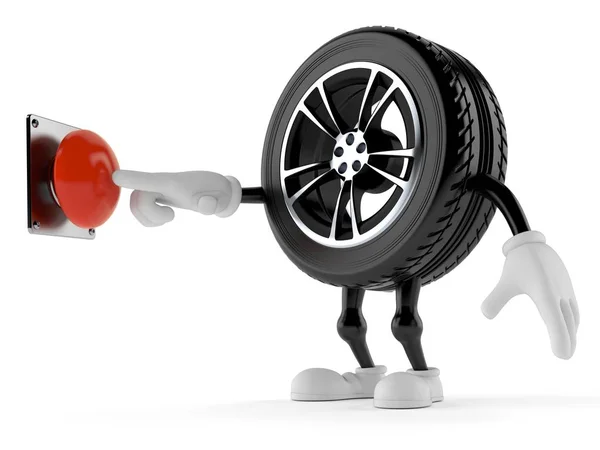Carro roda personagem pressionando botão — Fotografia de Stock