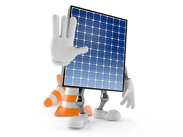 Personagem de painel fotovoltaico com gesto de stop — Fotografia de Stock