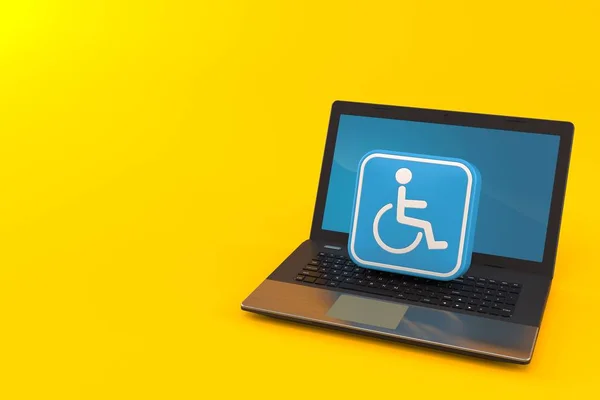 Symbol handicap z laptopem — Zdjęcie stockowe