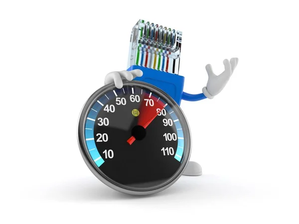 Network character with speed meter — Stock Photo, Image