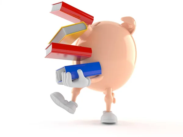 Personagem de banco porquinho carregando livros — Fotografia de Stock
